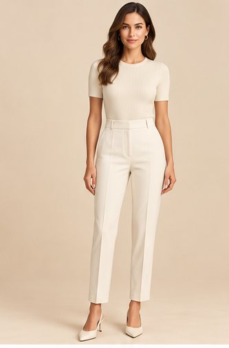 Capri Trouser — Cropped ivory tailoring with a precise, high waist.