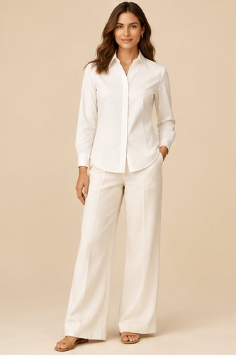 Claire — Crisp cotton poplin, quietly polished.