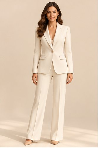 Louise — Modern, lightly shaped ivory blazer.